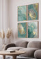 Conjunto de 4 Pósters Mármol Menta de Oro Real 50x70cm